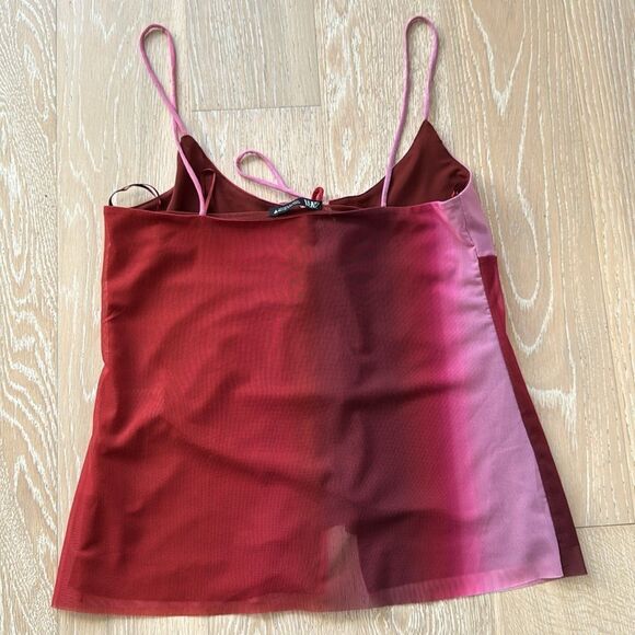 ZARA Tie-Front Layered Chiffon Cami Tank Top Tie-Dye Pink SzL - Picture 2 of 13